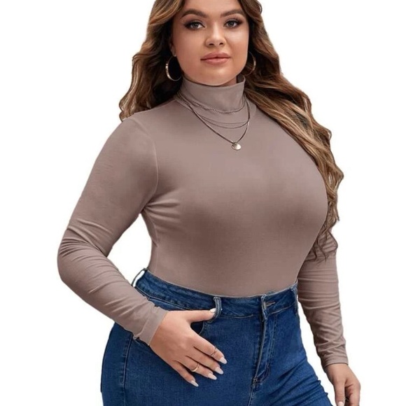 Plus High Neck Slim Fit Tee Bodysuit 2X 🎁 - Picture 1 of 4